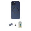 MARSİLYAN™- iPhone 12 Pro Kılıf Zirve Klasik Prime - Siyah Polymer Nano Ekran Koruyucu + Renkli Kamera Lens Koruma Cam - YL