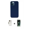 MARSİLYAN™- iPhone 12 Pro Kılıf Zirve Modern Özel Seri - Şeffaf 360 Full Body Arka Koruyucu + Gold Shine Kamera Lens