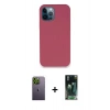 MARSİLYAN™- iPhone 12 Pro Kılıf Zirve Modern Özel Seri - Şeffaf 360 Full Body Arka Koruyucu + Neon Fosforlu Kamera Lens - YL
