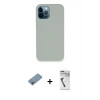 MARSİLYAN™- iPhone 12 Pro Kılıf Zirve Modern Özel Seri - Şeffaf Uv Polymer Nano Ekran Koruyucu + Gökkuşağı Shine Kamera Lens Koruma Cam