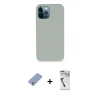 MARSİLYAN™- iPhone 12 Pro Kılıf Zirve Modern Özel Seri - Şeffaf Uv Polymer Nano Ekran Koruyucu + Koyu Yeşil Metal Kamera Lens Koruma Cam