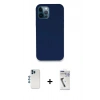 MARSİLYAN™- iPhone 12 Pro Kılıf Zirve Modern Özel Seri - Şeffaf Uv Polymer Nano Ekran Koruyucu + Mavi Shine Kamera Lens