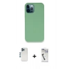 MARSİLYAN™- iPhone 12 Pro Kılıf Zirve Modern Özel Seri - Şeffaf Uv Polymer Nano Ekran Koruyucu + Mavi Shine Kamera Lens