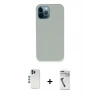MARSİLYAN™- iPhone 12 Pro Kılıf Zirve Modern Özel Seri - Şeffaf Uv Polymer Nano Ekran Koruyucu + Mavi Shine Kamera Lens