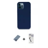 MARSİLYAN™- iPhone 12 Pro Kılıf Zirve Modern Özel Seri - Şeffaf Uv Polymer Nano Ekran Koruyucu + Metal Kamera Lens Koruma Cam - MI