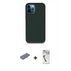 MARSİLYAN™- iPhone 12 Pro Kılıf Zirve Modern Özel Seri - Şeffaf Uv Polymer Nano Ekran Koruyucu + Pembe Renkli Kamera Lens Koruma Cam