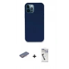 MARSİLYAN™- iPhone 12 Pro Kılıf Zirve Modern Özel Seri - Şeffaf Uv Polymer Nano Ekran Koruyucu + Pembe Renkli Kamera Lens Koruma Cam