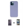 MARSİLYAN™- iPhone 12 Pro Kılıf Zirve Modern Özel Seri - Siyah 34D Hayalet Izgaralı Cam + Neon Fosforlu Kamera Lens - BZ