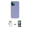 MARSİLYAN™- iPhone 12 Pro Kılıf Zirve Modern Özel Seri - Siyah 34D Hayalet Izgaralı Cam + Shine Kamera Lens - GD