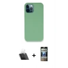 MARSİLYAN™- iPhone 12 Pro Kılıf Zirve Modern Özel Seri - Siyah 34D Hayalet Izgaralı Cam + Kamera Lens Koruma Cam - SF