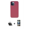 MARSİLYAN™- iPhone 12 Pro Kılıf Zirve Modern Özel Seri - Siyah 34D Hayalet Izgaralı Cam + Kamera Lens Koruma Cam - SF