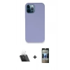 MARSİLYAN™- iPhone 12 Pro Kılıf Zirve Modern Özel Seri - Siyah 34D Hayalet Izgaralı Cam + Kamera Lens Koruma Cam - SF