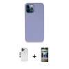 MARSİLYAN™- iPhone 12 Pro Kılıf Zirve Modern Özel Seri - Siyah 34D Hayalet Izgaralı Cam + Shine Kamera Lens - MI