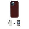 MARSİLYAN™- iPhone 12 Pro Kılıf Zirve Modern Özel Seri - Siyah 34D Hayalet Izgaralı Cam + Shine Kamera Lens - MI