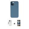 MARSİLYAN™- iPhone 12 Pro Kılıf Zirve Modern Özel Seri - Siyah 34D Hayalet Izgaralı Cam + Shine Kamera Lens - MI