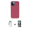MARSİLYAN™- iPhone 12 Pro Kılıf Zirve Modern Özel Seri - Siyah 34D Hayalet Izgaralı Cam + Shine Kamera Lens - MI