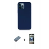 MARSİLYAN™- iPhone 12 Pro Kılıf Zirve Modern Özel Seri - Siyah 34D Hayalet Izgaralı Cam + Metal Kamera Lens Koruma Cam - MR