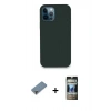 MARSİLYAN™- iPhone 12 Pro Kılıf Zirve Modern Özel Seri - Siyah 34D Hayalet Izgaralı Cam + Metal Kamera Lens Koruma Cam - MR