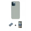 MARSİLYAN™- iPhone 12 Pro Kılıf Zirve Modern Özel Seri - Siyah 34D Hayalet Izgaralı Cam + Metal Kamera Lens Koruma Cam - MR