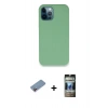 MARSİLYAN™- iPhone 12 Pro Kılıf Zirve Modern Özel Seri - Siyah 34D Hayalet Izgaralı Cam + Shine Kamera Lens Koruma Cam - PE