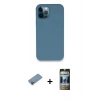 MARSİLYAN™- iPhone 12 Pro Kılıf Zirve Modern Özel Seri - Siyah 34D Hayalet Izgaralı Cam + Shine Kamera Lens Koruma Cam - PE