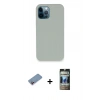 MARSİLYAN™- iPhone 12 Pro Kılıf Zirve Modern Özel Seri - Siyah 34D Hayalet Izgaralı Cam + Shine Kamera Lens Koruma Cam - PE