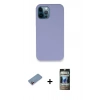 MARSİLYAN™- iPhone 12 Pro Kılıf Zirve Modern Özel Seri - Siyah 34D Hayalet Izgaralı Cam + Shine Kamera Lens Koruma Cam - PE