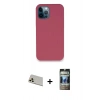 MARSİLYAN™- iPhone 12 Pro Kılıf Zirve Modern Özel Seri - Siyah 34D Hayalet Izgaralı Cam + Rainbow Kamera Lens Koruma Cam - GD