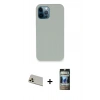 MARSİLYAN™- iPhone 12 Pro Kılıf Zirve Modern Özel Seri - Siyah 34D Hayalet Izgaralı Cam + Rainbow Kamera Lens Koruma Cam - GD
