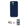 MARSİLYAN™- iPhone 12 Pro Kılıf Zirve Modern Özel Seri - Siyah 34D Hayalet Izgaralı Cam + Rainbow Kamera Lens Koruma Cam - GD