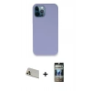 MARSİLYAN™- iPhone 12 Pro Kılıf Zirve Modern Özel Seri - Siyah 34D Hayalet Izgaralı Cam + Rainbow Kamera Lens Koruma Cam - GD