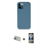 MARSİLYAN™- iPhone 12 Pro Kılıf Zirve Modern Özel Seri - Siyah 34D Hayalet Izgaralı Cam + Rainbow Kamera Lens Koruma Cam - GD