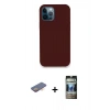 MARSİLYAN™- iPhone 12 Pro Kılıf Zirve Modern Özel Seri - Siyah 34D Hayalet Izgaralı Cam + Renkli Kamera Lens Koruma Cam - TU