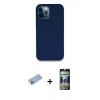 MARSİLYAN™- iPhone 12 Pro Kılıf Zirve Modern Özel Seri - Siyah 34D Hayalet Izgaralı Cam + Shine Kamera Lens Koruma Cam - MI