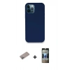 MARSİLYAN™- iPhone 12 Pro Kılıf Zirve Modern Özel Seri - Siyah 34D Hayalet Izgaralı Cam + Shine Kamera Lens Koruma Cam - SABE