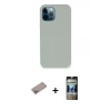 MARSİLYAN™- iPhone 12 Pro Kılıf Zirve Modern Özel Seri - Siyah 34D Hayalet Izgaralı Cam + Shine Kamera Lens Koruma Cam - SABE