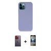 MARSİLYAN™- iPhone 12 Pro Kılıf Zirve Modern Özel Seri - Siyah 34D Hayalet Izgaralı Cam + Neon Fosforlu Kamera Lens - TU