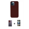 MARSİLYAN™- iPhone 12 Pro Kılıf Zirve Modern Özel Seri - Siyah 34D Hayalet Izgaralı Cam + Neon Fosforlu Kamera Lens - TU