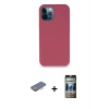 MARSİLYAN™- iPhone 12 Pro Kılıf Zirve Modern Özel Seri - Siyah 34D Hayalet Izgaralı Cam + Renkli Kamera Lens Koruma Cam - TU