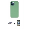 MARSİLYAN™- iPhone 12 Pro Kılıf Zirve Modern Özel Seri - Siyah 34D Hayalet Izgaralı Cam + Renkli Kamera Lens Koruma Cam - TU