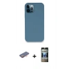 MARSİLYAN™- iPhone 12 Pro Kılıf Zirve Modern Özel Seri - Siyah 34D Hayalet Izgaralı Cam + Renkli Kamera Lens Koruma Cam - TU