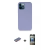 MARSİLYAN™- iPhone 12 Pro Kılıf Zirve Modern Özel Seri - Siyah 34D Hayalet Izgaralı Cam + Renkli Kamera Lens Koruma Cam - TU