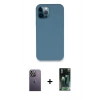 MARSİLYAN™- iPhone 12 Pro Kılıf Zirve Modern Özel Seri - Siyah 360 Mat Full Body Arka Koruyucu + Neon Fosforlu Kamera Lens - BZ