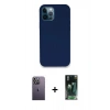 MARSİLYAN™- iPhone 12 Pro Kılıf Zirve Modern Özel Seri - Siyah 360 Mat Full Body Arka Koruyucu + Neon Fosforlu Kamera Lens - BZ