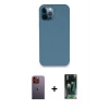 MARSİLYAN™- iPhone 12 Pro Kılıf Zirve Modern Özel Seri - Siyah 360 Mat Full Body Arka Koruyucu + Neon Fosforlu Kamera Lens - TU