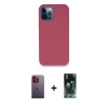 MARSİLYAN™- iPhone 12 Pro Kılıf Zirve Modern Özel Seri - Siyah 360 Mat Full Body Arka Koruyucu + Neon Fosforlu Kamera Lens - TU
