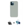 MARSİLYAN™- iPhone 12 Pro Kılıf Zirve Modern Özel Seri - Siyah 3D Antistatik Cam Ekran Koruyucu + Kamera Lens Koruma Cam - SF