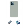 MARSİLYAN™- iPhone 12 Pro Kılıf Zirve Modern Özel Seri - Siyah 3D Antistatik Cam Ekran Koruyucu + Metal Kamera Lens Koruma Cam - KI