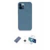 MARSİLYAN™- iPhone 12 Pro Kılıf Zirve Modern Özel Seri - Siyah 3D Antistatik Cam Ekran Koruyucu + Metal Kamera Lens Koruma Cam - AKYL