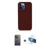 MARSİLYAN™- iPhone 12 Pro Kılıf Zirve Modern Özel Seri - Siyah 3D Antistatik Cam Ekran Koruyucu + Neon Fosforlu Kamera Lens - YL